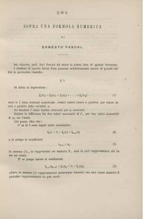 Sopra una formola numerica.