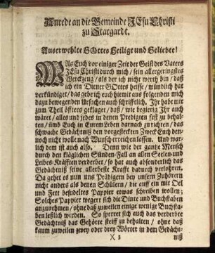 Anrede an die Gemeinde Jesu Christi zu Stargardt.
