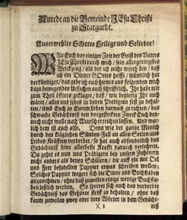Anrede an die Gemeinde Jesu Christi zu Stargardt.