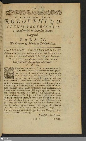 Paris IV. De Ordine & Methodo Didascalica