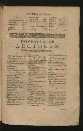 Nomenclator Auctorum illustratorum, laudatorum.