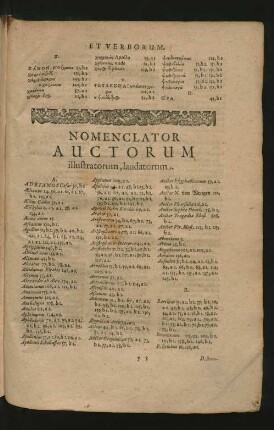 Nomenclator Auctorum illustratorum, laudatorum.