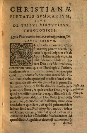 Christianae Pietatis Svmmarivm : contra varias aetatis nostrae haereses
