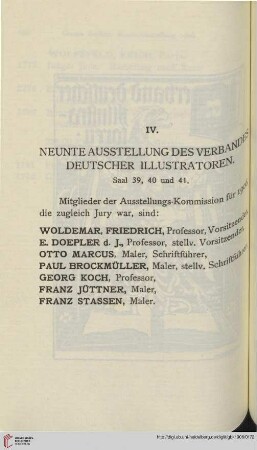 IV: Neunte Ausstellung des Verbandes deutscher Illustratoren