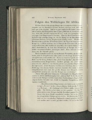 Folgen des Weltkrieges für Afrika.