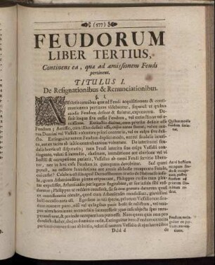 Feudorum Liber Tertius.
