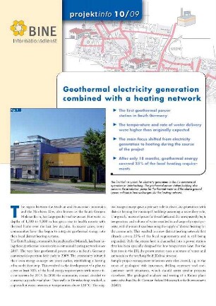 Geothermal electricity generation combined with a heating network.