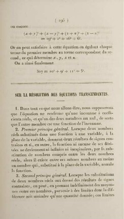 Sur la résolution des équations transcendantes.