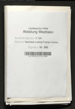 65 Briefe an beide Eltern von der Tochter Eleonore Vincke und dem Schwiegersohn Ludwig Vincke