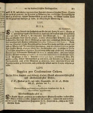801-814, LXVI. Supplica pro Confirmatione Caesarea. - LXXVI. Allerunterthänigst-demüthigste Bitten [...]