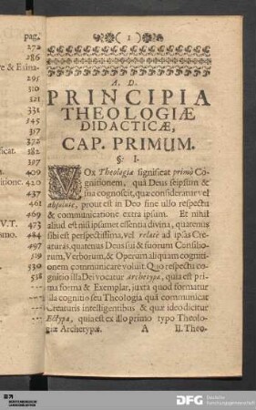 Cap. Primum. De Theologia.