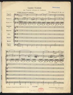 Laudate Dominum : aus Vesperae solennes de Confessore : K.V. Nr. 339