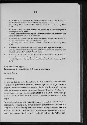 Formale Erfassung - Ausgangspunkt eines jeden Informationssystems