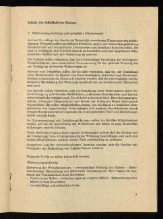 Inhalt des fakultativen Kurses