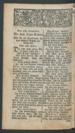 Das erste Hauptstück. Die Heil. Zehen Gebote.