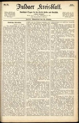 Erste Ausgabe vom Samstag, den 19. Oktober 1878.