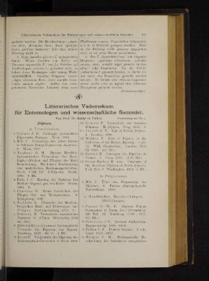 Litteratisches Vademekum für Entomologen und wissenschaftliche Sammler.