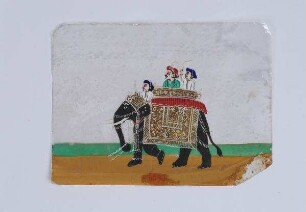 Gouache auf Glimmer mit der Darstellung eines Reitelefanten