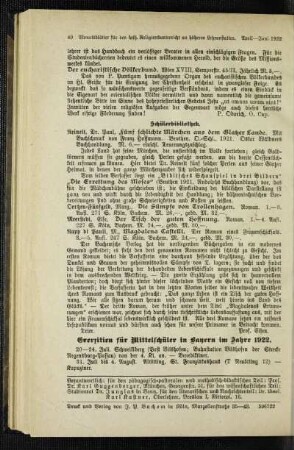 Exerzitien für Mittelschüler in Bayern im Jahre 1922