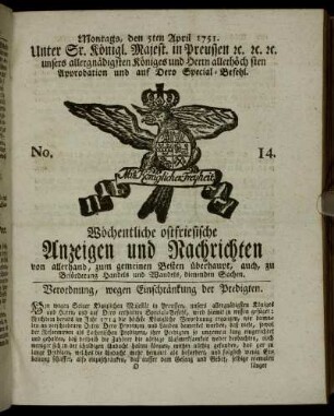 No. 14. Montags, den 5ten April 1751.