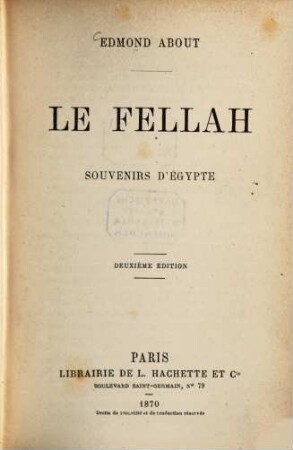 Le Fellah, Souvenirs d'Egypte