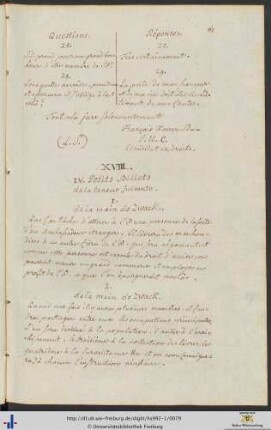 XVIII. IV Petits Billets de la teneur suivante.