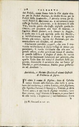 Antichità, e Notizie Istoriche d' alcuni Castelli di Valdarno di sopra.