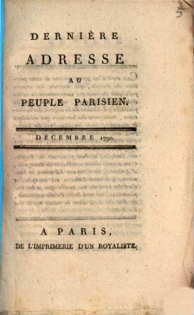 Dernière Adresse au peuple Parisien