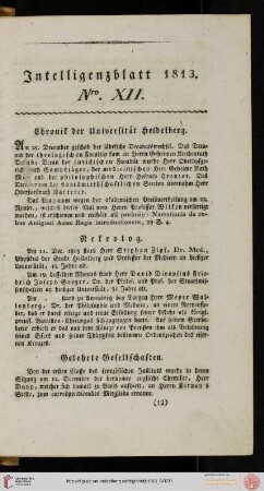 Intelligenzblatt Nro. XII