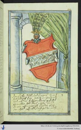 Kolorierte Federzeichnungen: Binden-Schild von Österreich und Sittenbild