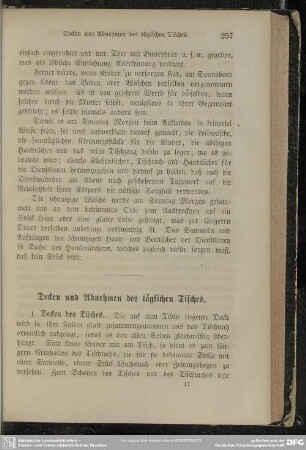 Decken und Abnehmen des täglichen Tisches