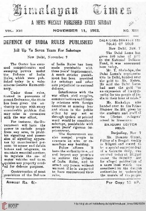 No. XIII (11 November 1962)