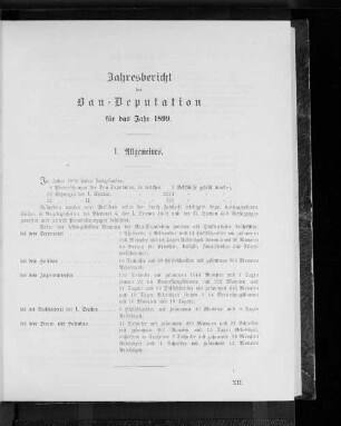 Jahresbericht der Bau-Deputation für das Jahr 1899.