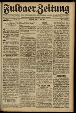 Erste Ausgabe vom Mittwoch, den 06. Juni 1917.
