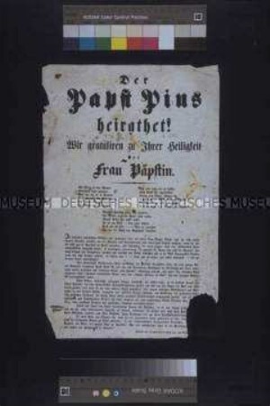 Satirisches Flugblatt: Der Papst Pius heiratet; undatiert