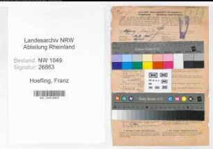 Entnazifizierung Franz Hoefling , geb. 18.08.1901 (Zollbeamter)