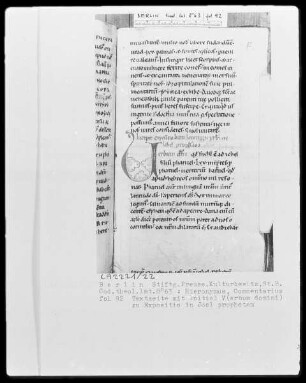 Hieronymus, Commentarii in Danielem, Johel, Micheam et Jonam — Initiale V(erbum domini), Folio 92recto