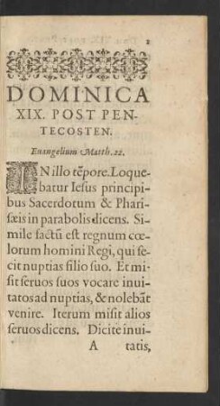 Dominica XIX. Post Pentecosten.