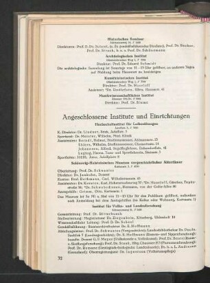 Angeschlossene Institute und Einrichtungen