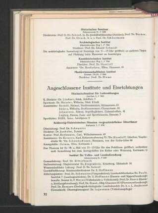 Angeschlossene Institute und Einrichtungen