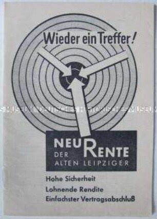 Illegale Ausgabe der theoretischen Zeitschrift der KPD "Wissen und Tat", getarnt als Werbeschrift einer Rentenversicherung (?)
