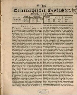 Der Oesterreichische Beobachter. 1835,7/12