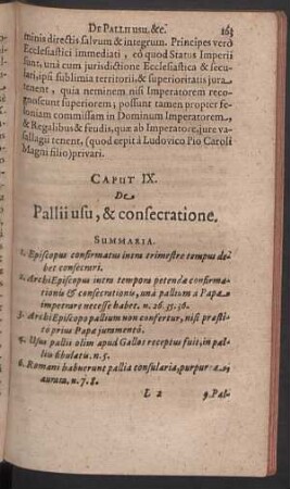Caput IX. De Pallii usu, & consecratione.