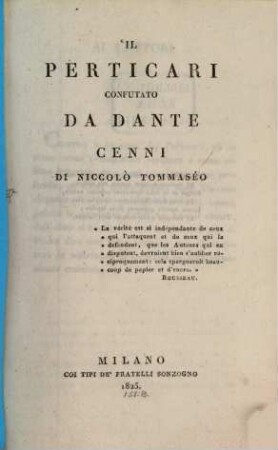 Il perticari confutata da Dante : cenni di Niccolò Tommaséo