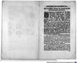 INSTRUCTIONS-PUNKCTA, Wie die Hochstiffts-Beambte bey gegenwärtiger Boten-Einrichtung sich verhalten sollen