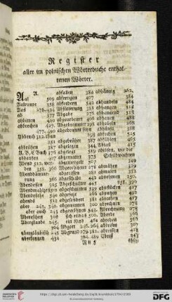 III. Deutsches Register über dieses polnisch-deutsche Wörterbuch