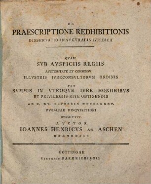 De praescriptione redhibitionis dissertatio