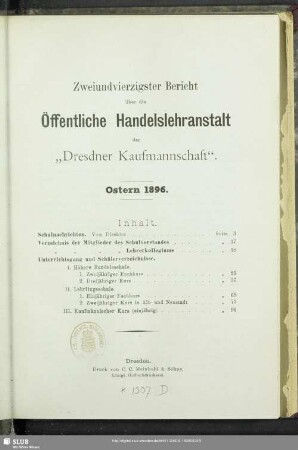42.1895/96: Bericht über die Öffentliche Handelslehranstalt der Dresdner Kaufmannschaft