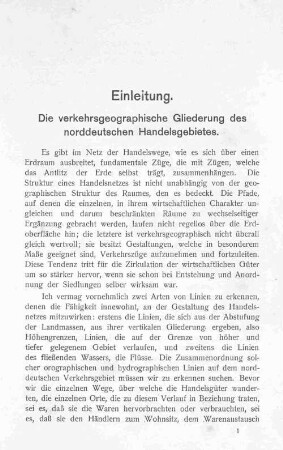 Einleitung. Die Verkehrsgeographische Gliederung des norddeutschen Handelsgebietes.