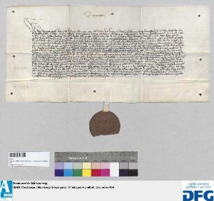 Das Landgericht des Burggraftums Nuernberg stellt ein Vidimus aus von der Urkunde Kaisers Karl IV. vom 5. April 1355.